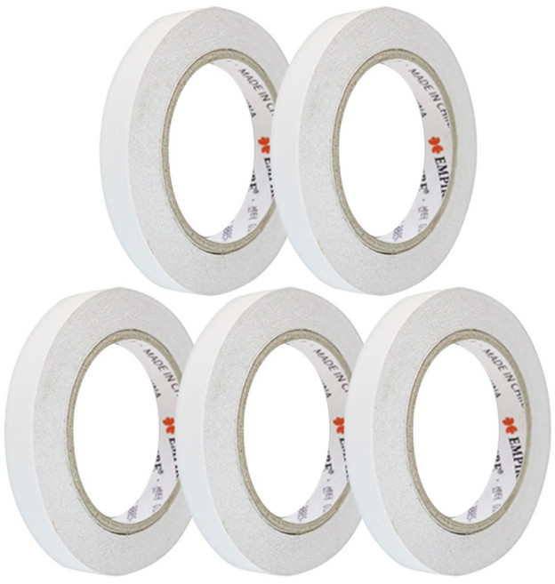 EMPIRE 雙面膠帶 30m x 15mm 白色半透明 高黏性手工藝膠帶, 白色/半透明, 5個