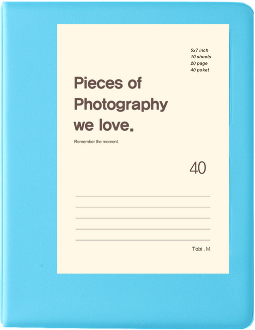 문구백서 비비드 5x7 포켓식 포토앨범, 블루(흑색내지), 40매