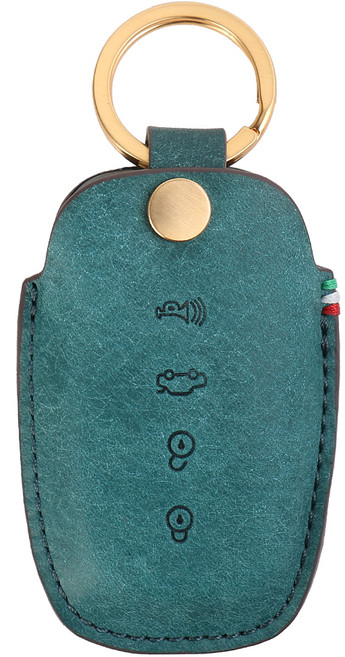 모런 현대 / 기아 공용 가죽 스마트키케이스 014, 오션블루(키케이스), 골드(고리)