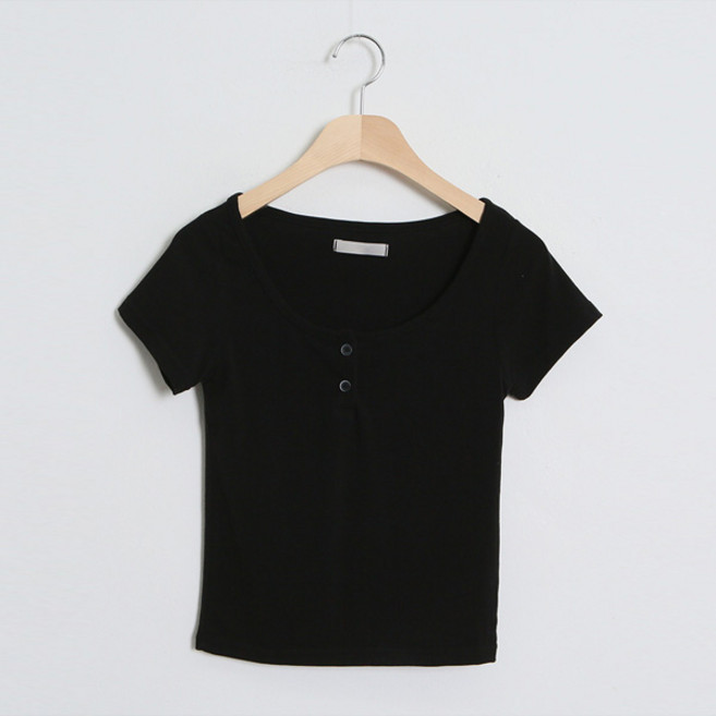 바닐라민트 여성용 퍼즈 투버튼 크롭 티셔츠