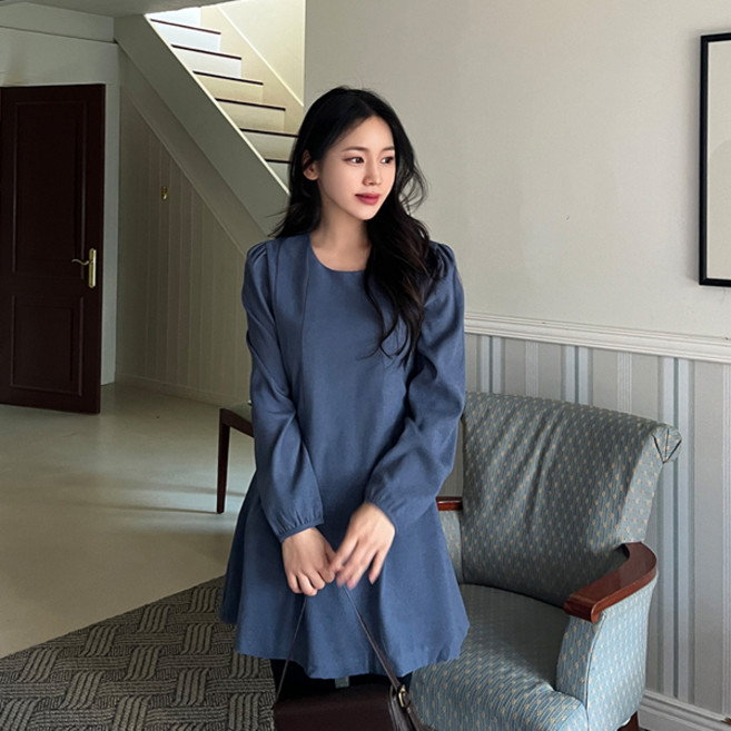 ENVYLOOK 細褶連身裙, 藍色
