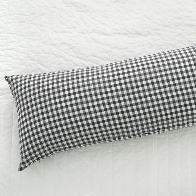 스코홈 안고베고 긴 베개커버 + 솜 세트, 체크차콜