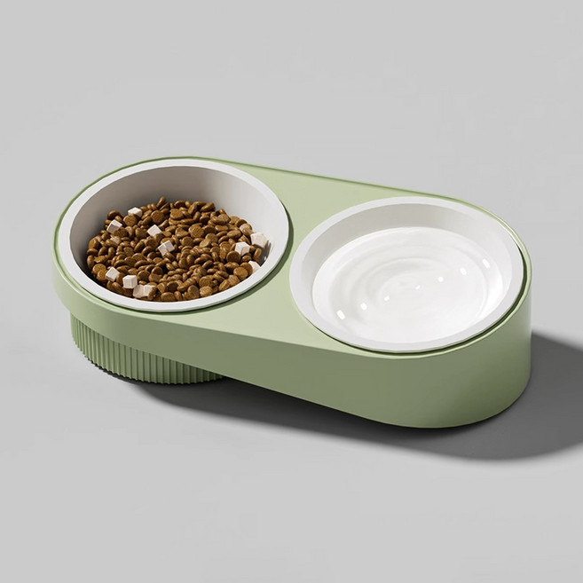 PASTEL PET 寵物斜口陶瓷碗 FREE, 綠色, 1個