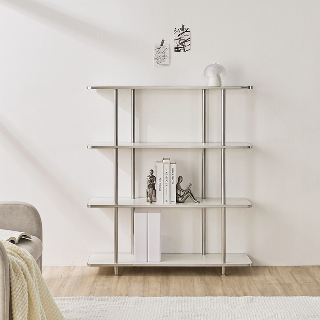 룸앤홈 스탠리 엣지 사각선반, 화이트, 4단