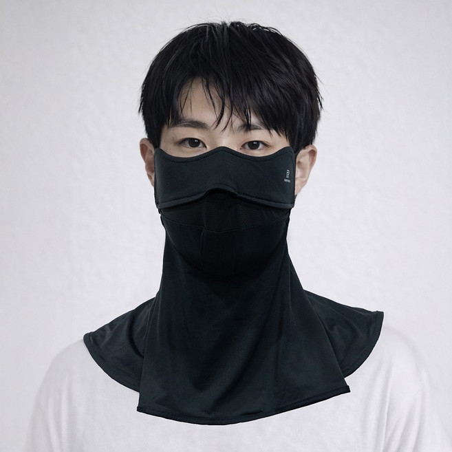 런워크 자외선차단 골프 마스크, 1개, 블랙