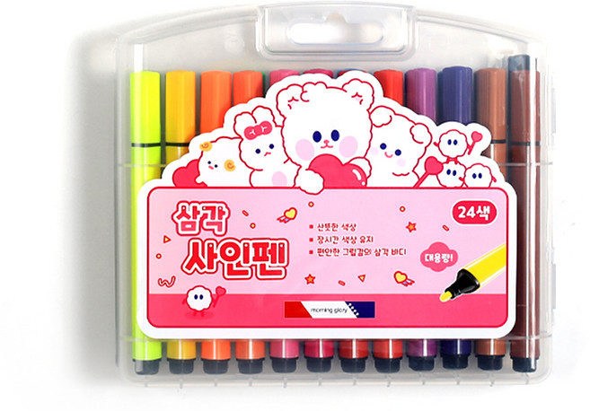 모닝글로리 8500 삼각 사인펜 24색, 핑크, 24개