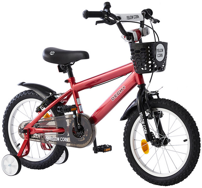 YeLLOW CORn 兒童用 Deck Plus 輔助輪自行車 45.7公分, 126cm, 1個, 紅色