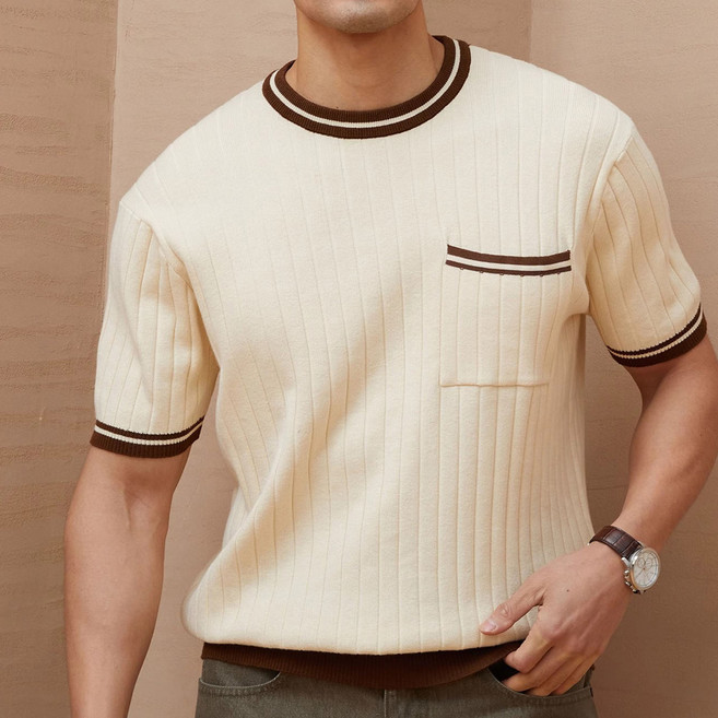 인피어스 남성용 비즈니스 캐주얼 반팔 니트 I263-128