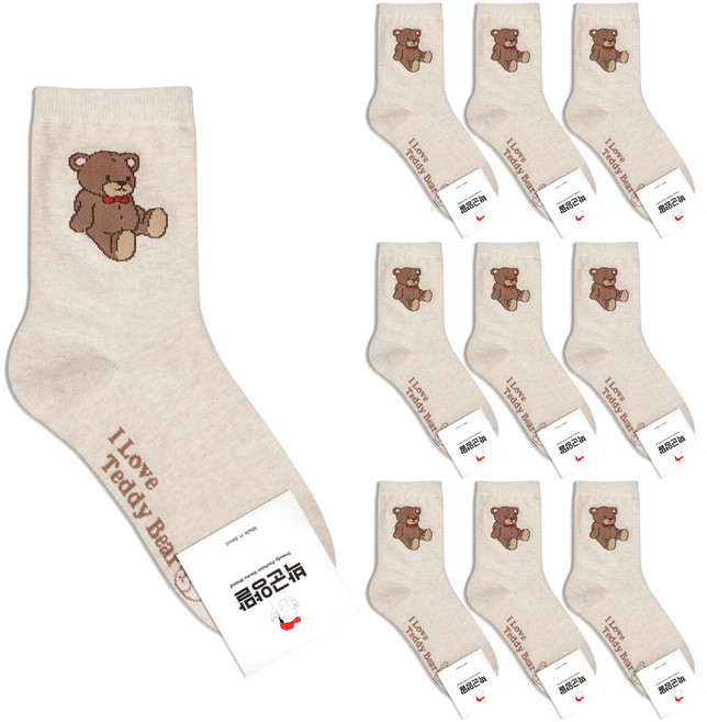 박군 여성용 테디 양말 10족