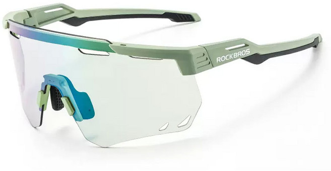 락브로스 스포츠 변색 고글 도수클립포함 SP323, 매트그린(프레임) + 그린(렌즈), 1개