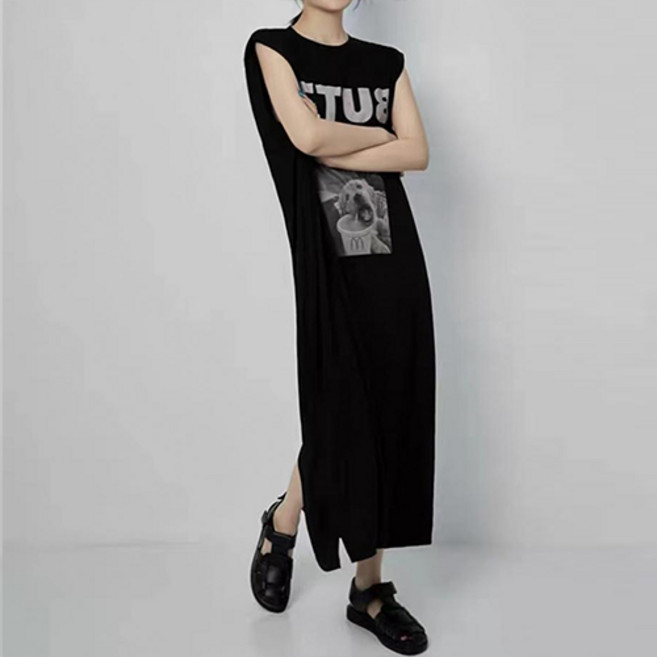 레몬소울 멜링 프린팅 민소매 원피스 빅사이즈 포함