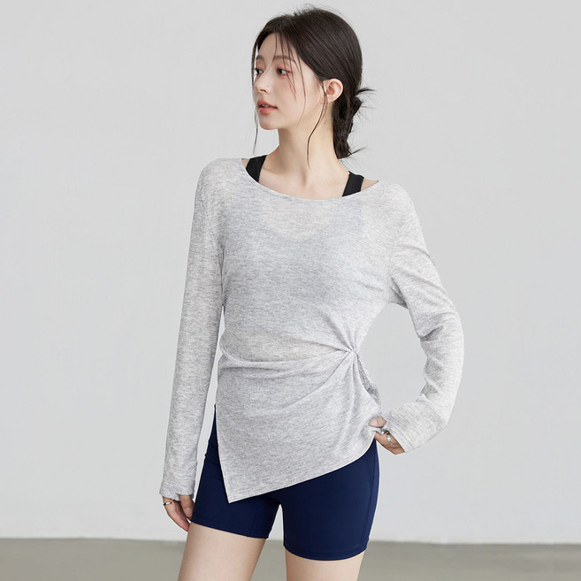 씨오브비 여성용 루즈핏 경량 롱슬리브 커버업 티셔츠