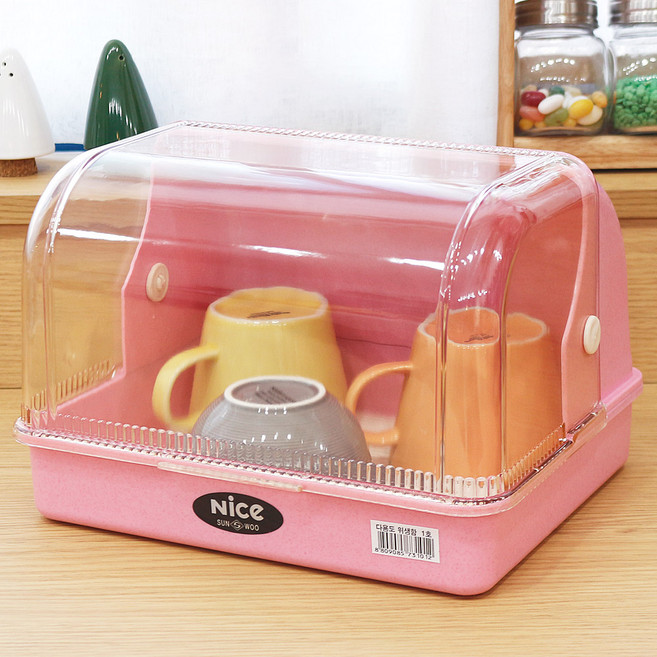다용도 위생함 식기건조대 1호, 1단, 핑크, 1개