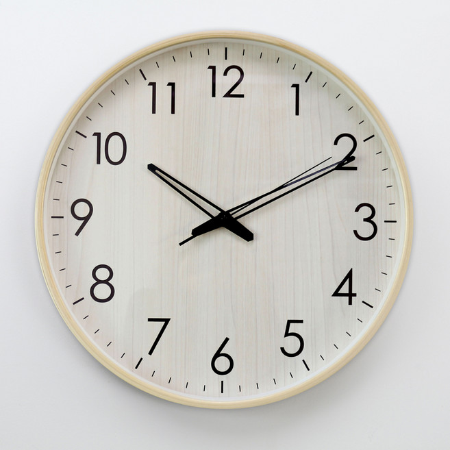 MJK 410 원목 인테리어 대형 벽시계, 내츄럴