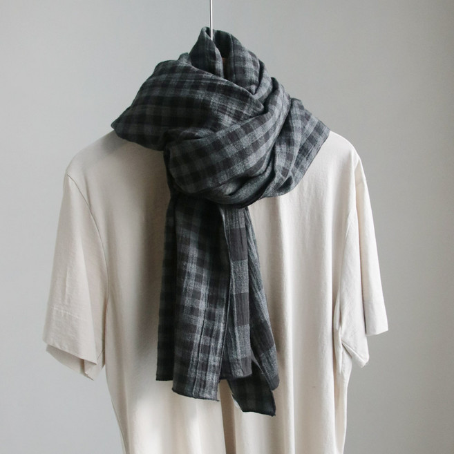 varvisu 雙面棋盤格棉質圍巾