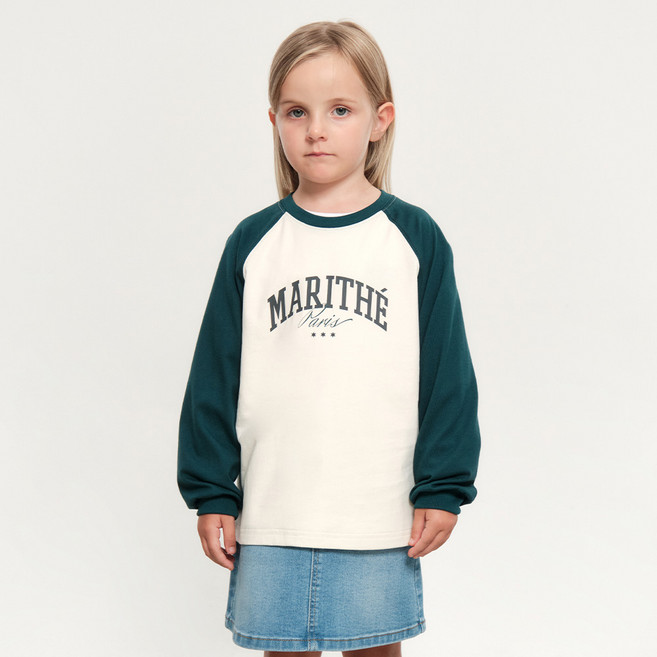 MaritheFrancoisGirbaud 兒童撞色拉克蘭長袖T恤