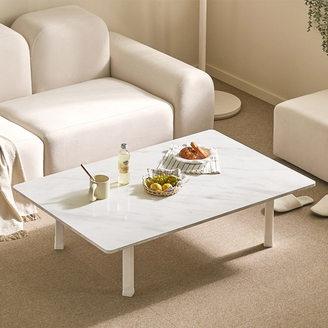 아이캔컴퍼니 4단 높이조절 베이직 접이식 테이블, 마블