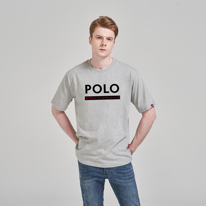 비버리힐스폴로클럽 남성용 통기성 레드 라인 폴로 라운드 반팔 티셔츠 CPS9T11