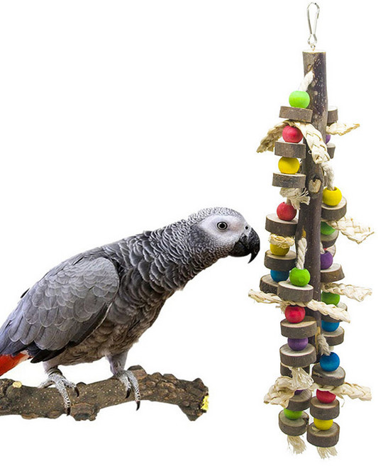 유진토피아 통나무 앵무새 장난감, 혼합색상, 1개