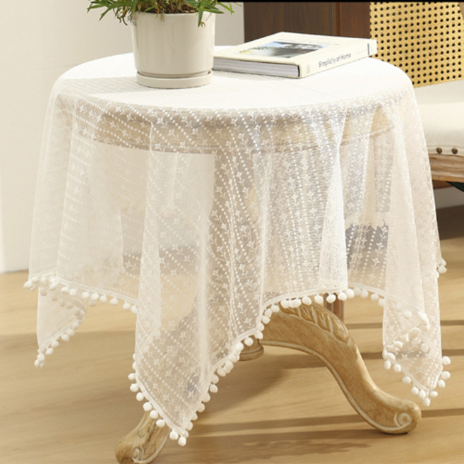 GUNU 홈카페 인테리어 촬영 소품 레이스 테이블보, 타입C, 1개, 90 x 90 cm