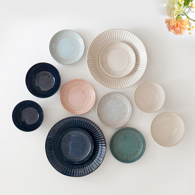 니코트 에브리데이 컬렉션 2인 홈 식기세트 12p, 린넨베이지 + 네이비, 밥공기(2P) + 국그릇(2P) + 앞접시(6P) + 파스타접시(2P), 1세트