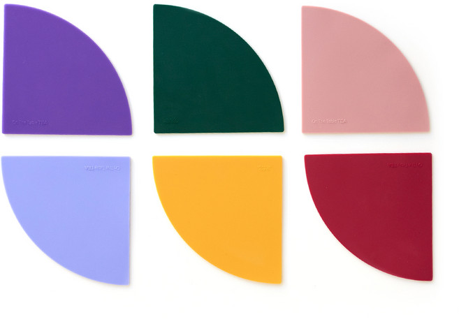 퍼니메이드 방수 실리콘 식탁매트 티코스터 6종세트, 다크 바이올렛, 다크 그린, 핑크, 바이올렛, 옐로우, 와인, 125 x 125 mm