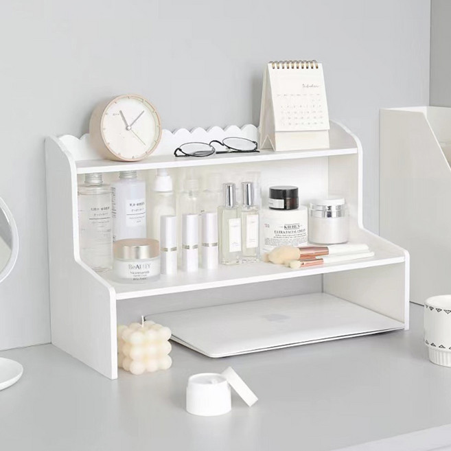 책상 정리 2단 선반 수납장 대형 47 x 21.5 x 30 cm, 화이트, 1개