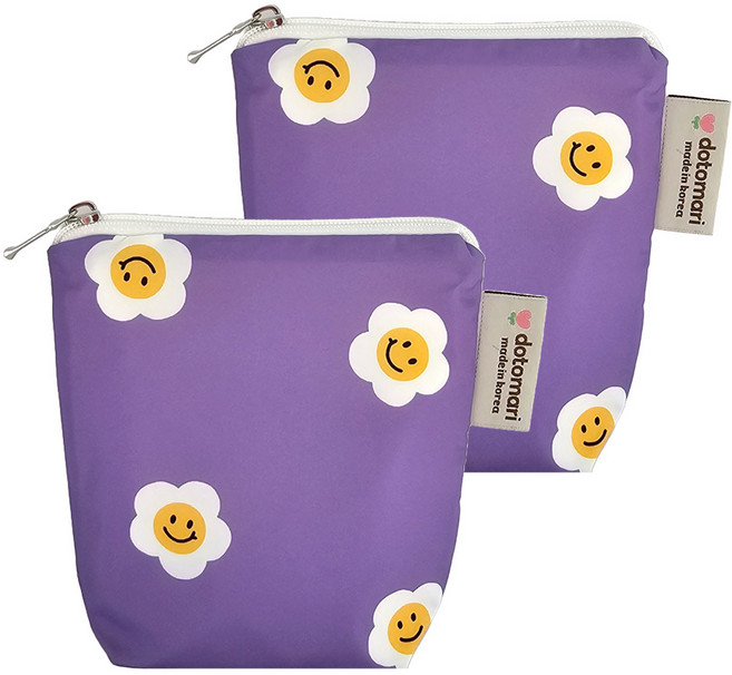 양면방수 미니파우치 2p, 스마일퍼플