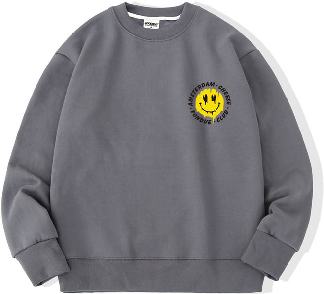 오티디 면 쮸리기모 오버핏 스마일치즈 맨투맨