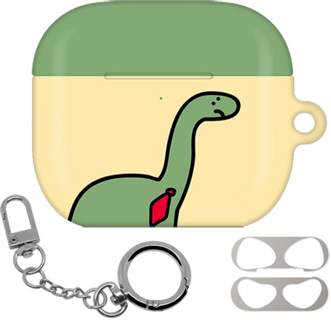 몬드몬드 에어팟 3세대 하드 케이스 + 철가루 방지 스티커 + 키링 세트, 공룡라이프 회사원공룡, 1개