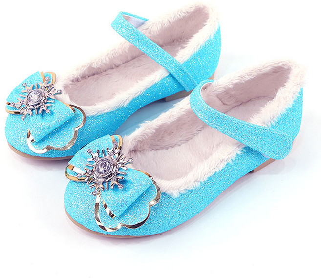 루루슈 여아용 반짝이 눈꽃장식 털 플랫구두