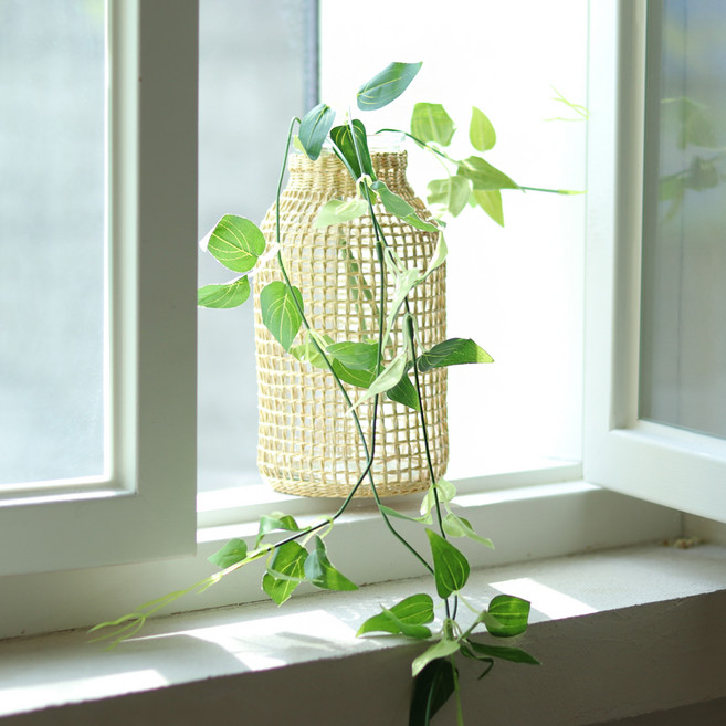 센트바스켓 그린바인 넝쿨조화 + 라탄 화병 세트, 스마일락스, 1세트