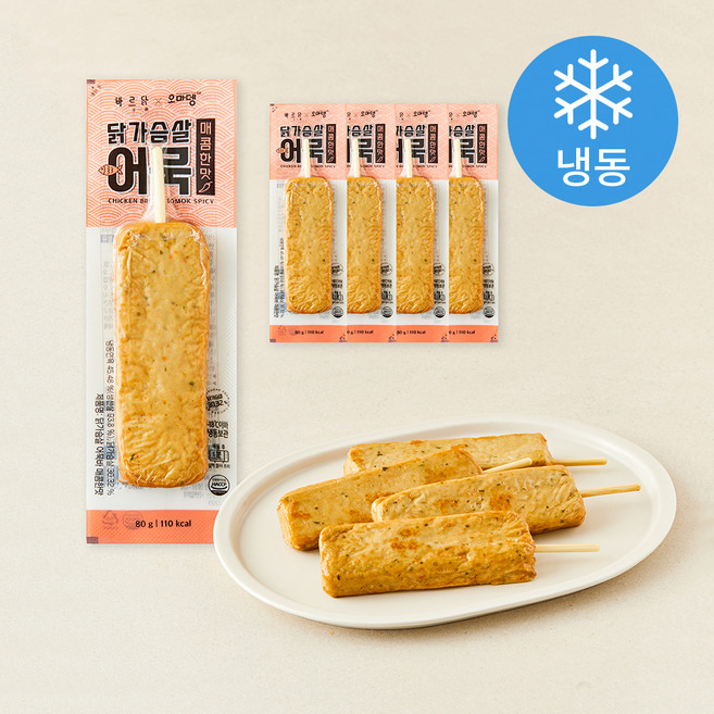 바르닭 닭가슴살 어묵바 매콤한맛 (냉동), 80g, 5개