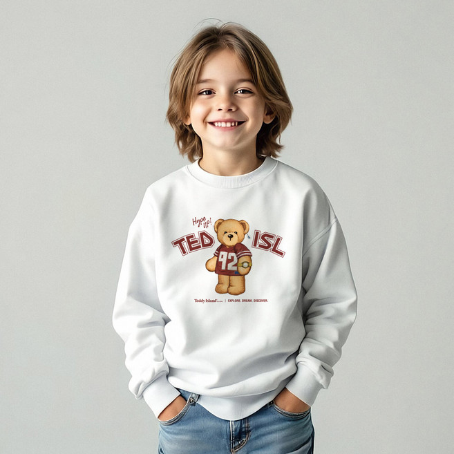 뉴욕꼬맹이 아동용 테디아일랜드 기모 맨투맨 티셔츠 T178