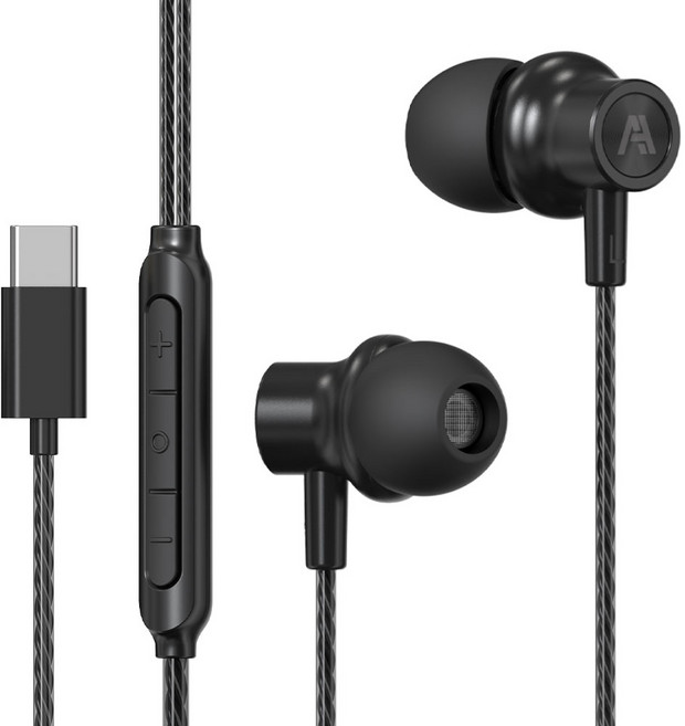 에이투 티타늄 드라이버 C타입 유선이어폰 AT0104 블랙
