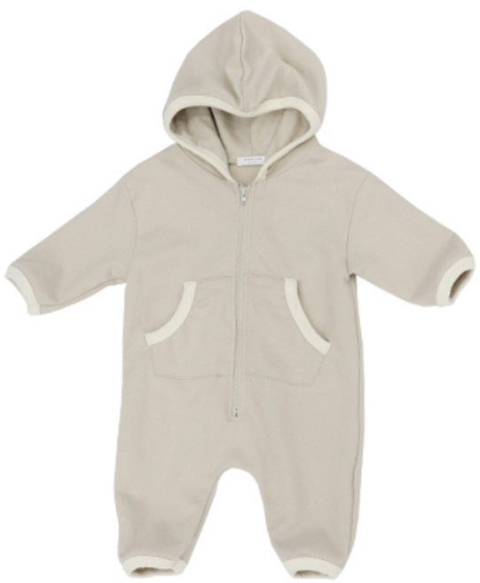 베베나인 신생아 캥거루 후드 배색 우주복