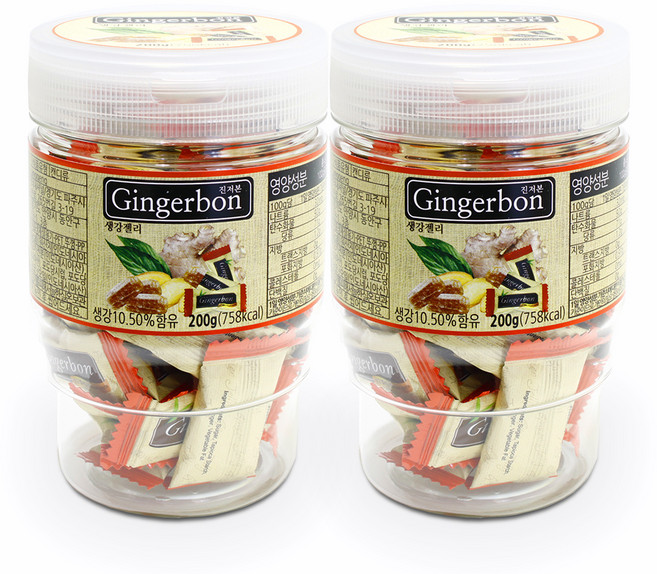 진저본 생강 츄잉 젤리 컵홀더, 200g, 2개