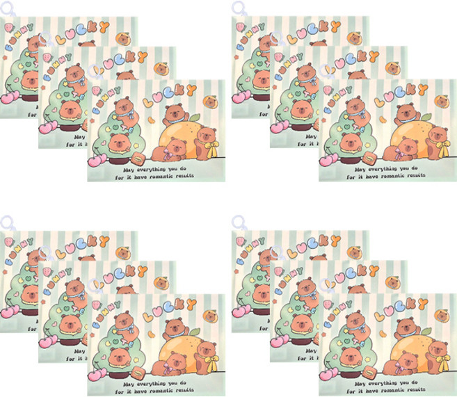 큐티바라 엠에스 카피바라 A4 지퍼화일, 그린, 12개