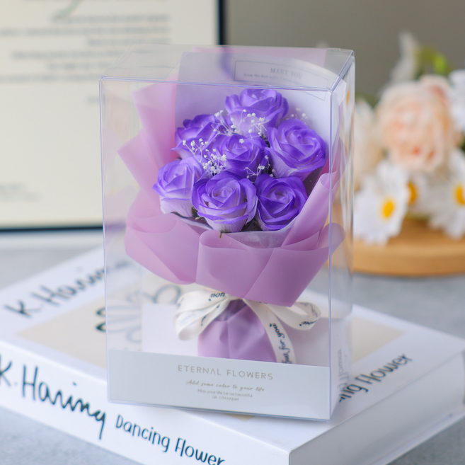 힘룸 꾸미기좋은 미니 꽃다발 7송이 세트, 퍼플