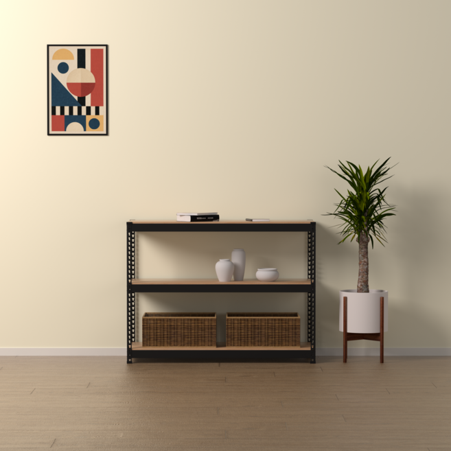 스피드랙 국내 제조 무볼트 조립식 철제 앵글 선반, 블랙, 3단