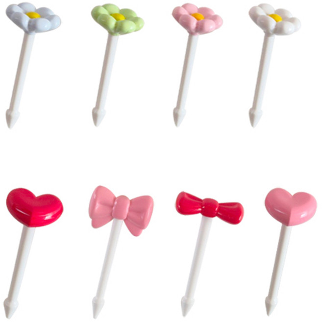 큐트미 아기자기 리본 앤 플라워픽 세트 MP305, 8개입, 1세트