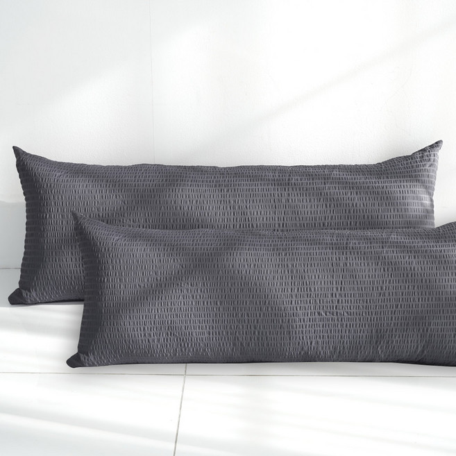 스코홈 냉감 시어서커 긴 베개커버 2p, 심쿵차콜