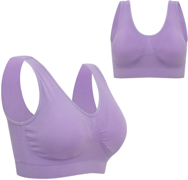 맬러뮤트 여성용 빅사이즈 노와이어 요가 스포츠 브라 2종 세트