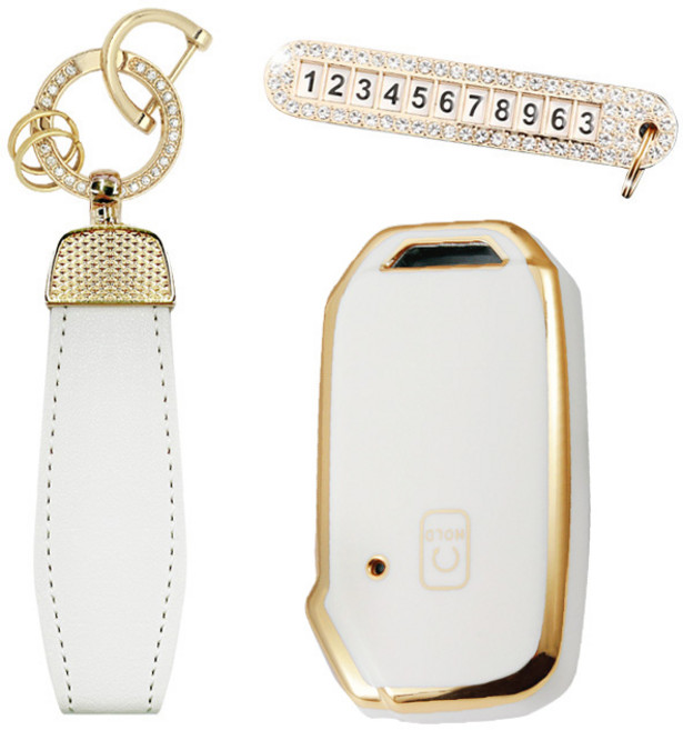 카템 엣지라인 풀커버 스마트키 케이스 세트, 화이트골드, 기아 K05