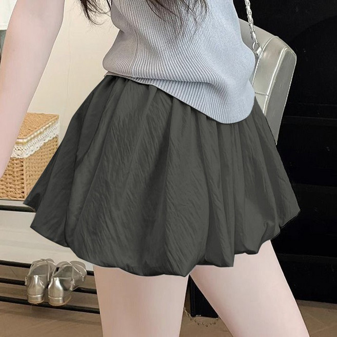 피어니스트 A라인 플리츠 벌룬 미니 치마바지