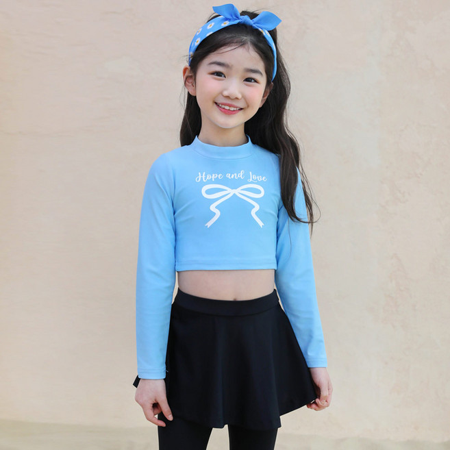 로로샤 여아용 이얀 래쉬가드 상의 + 워터치렝스 세트