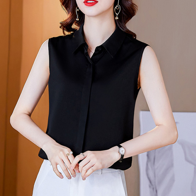 루나걸 여성용 나피커티 빅사이즈 민소매 카라 셔츠 L26SMBL031256