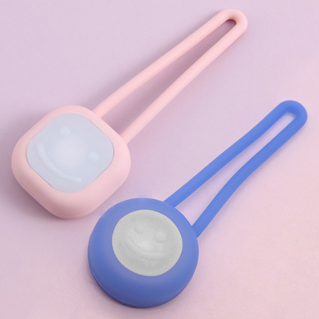 딩동펫 반려동물 스마일 LED 팬던트 스퀘어 인식표 스퀘어 + 라운드 세트, 핑크, 블루, 1세트