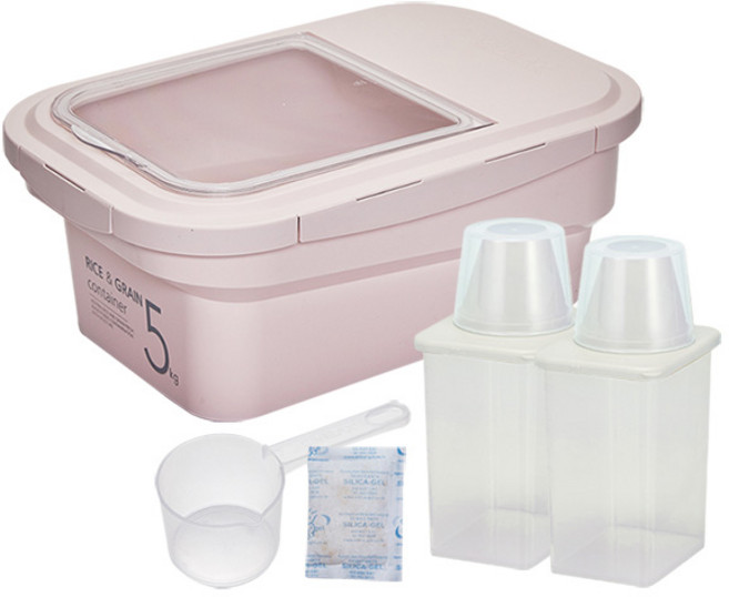 cimelax 米桶5kg*1個+穀物罐950ml*2個, 粉色, 1組