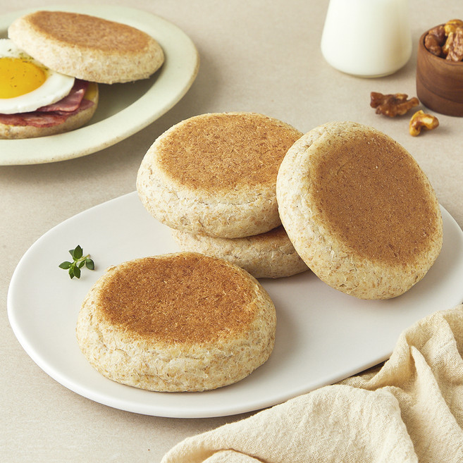 그래밀 알곡그대로눌러내린 통밀 잉글리쉬 머핀, 70g, 1개, 4개입